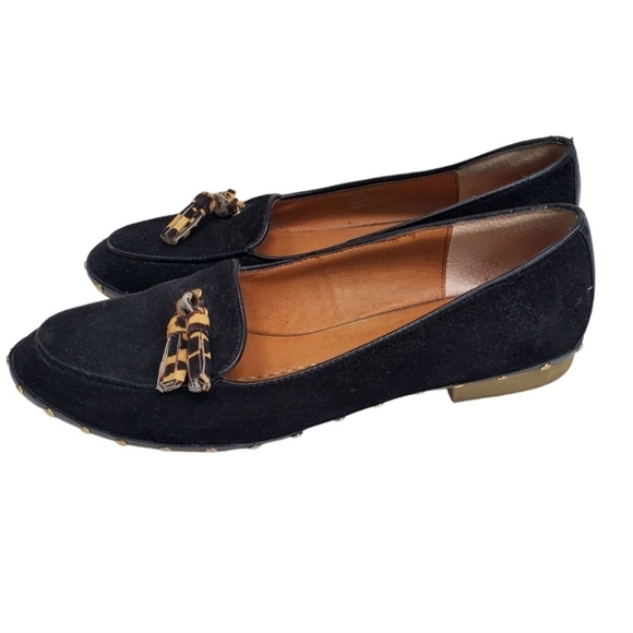DV By Dolce Vida Molly Black Suede Calf Hair Tassel Loafers Size 7.5 - Picture 2 of 8